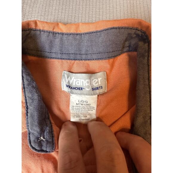 Wrangler Men's Large Wrancher Short Sleeve Snap Button Western Shirt Orange - Picture 4 of 7